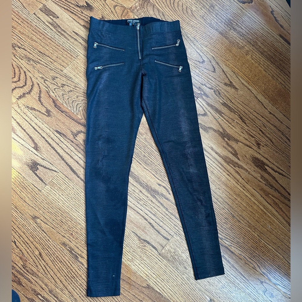 David Lerner faux leather leggings with zippers size small